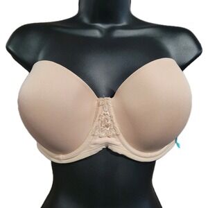 Vanity Fair Beauty Back Strapless Bra 36D Rose Beige Removable Straps 74380